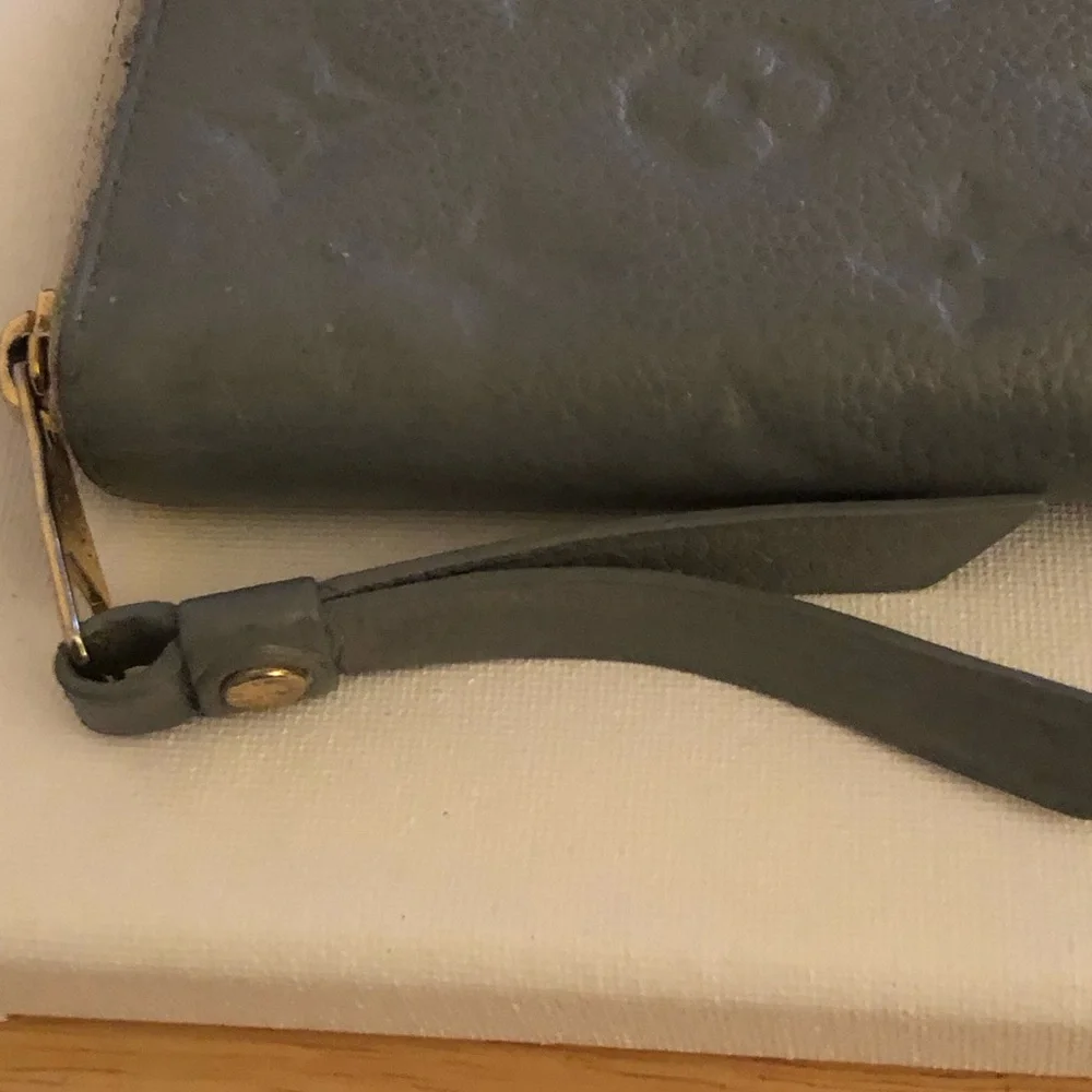 Louis Vuitton Slate Blue Embossed Monogram Zip Wallet